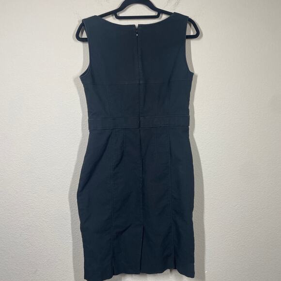 Brooks Brothers 12 Button Sheath Pencil Dress Black Cotton Blend Sleeveless - Picture 2 of 9
